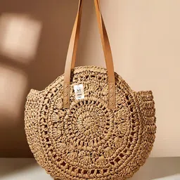 NFI essentials Ethnic Motifs Textured Structured Hobo Bag With Tasselled image 3
