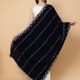 Moda Chales Embroidered Velvet Dupatta with Sequinned-12