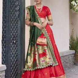 LOOKNBOOK ART Woven Design Ready To Wear Silk Lehenga And Unstitched Blouse With Dupatta-picture-34