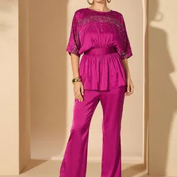 Antheaa Boat Neck Tunic With Trousers Co-Ords-picture-34