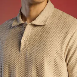 Campus Sutra Men Self Design Polo Collar Cotton T-shirt-image-82