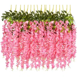 Nutts Pink And Green 6 Pieces Hanging Orchid Artificial Flowers-9