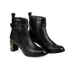 Bxxy Women Embroidered Round Toe Block Heel Chelsea Boots-image-15