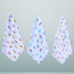 BAESD Pack Of 3 Printed Pure Cotton Baby Wash Cloths-image-106