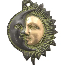 IndianShelf Brown & Green Brass Sun Moon Wall Hook-image-16