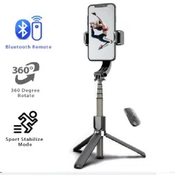IBS L08 Camera & Mobile Tripod and Selfie Stick with Mobile Clip Holder Foldable & Portable Single L08 Gimbal Stabilizer Selfie Stick Tripod BT4.0 Wireless Aluminum Alloy Foldable Selfie Stick Tripod for Smartphone Black 2 Axis Gimbal for Mobile-31