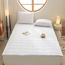 JC HOME White & Grey Striped Polycotton 160 TC Double Queen Bedsheet Set-1.5 m x 2 m-image-89