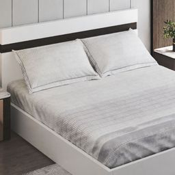 Home Centre Grey & White Geometric Printed Cotton 200 TC King Bedsheet Set 1.95 m x 1.80 m-picture-39