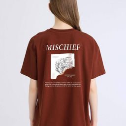 MISCHIEF MONKEY Women Printed Drop-Shoulder Sleeves T-shirt-picture-17