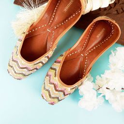 Anouk Women Gold Embellished Mojaris Flats-image-64