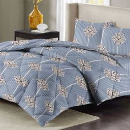 San Marino Blue & White Floral Cotton 4 Piece Double King Superfine Fitted Bedding Set-image-92