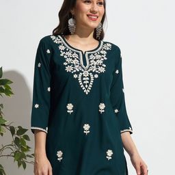 ZOLA Women Floral Embroidered Thread Work Kurti-image-38