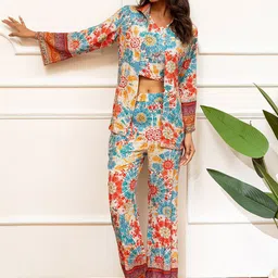 Claura Printed Top & Jacket with Trouser Co-Ord Set-3