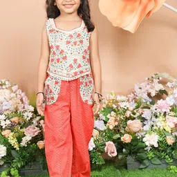 LIL PITAARA Girls Floral Printed Pure Cotton Top With Palazzos-picture-21