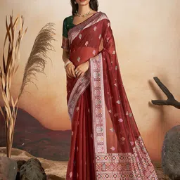 Mitera Ethnic Motifs Woven Design Zari Chanderi Saree-image-56