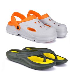 BERSACHE Men Pack of 2 Colourblocked Clogs-picture-32