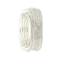 ZULKA Set of 4 Stylish Square Metal Bangleswith Zircon Diamond-image-82