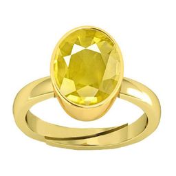 VISHVMA Gold-Plated 10.00 Ratti to 10.50 Ratti Sapphire Gemstone-Studded Finger Ring-picture-1