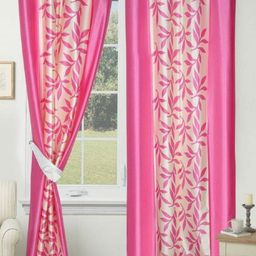 BELLA TRUE Pink & Cream 2 Pieces Floral Printed Door Curtains-image-98