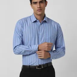 Van Heusen Men Spread Collar Vertical Striped Cotton Formal Shirt-image-50