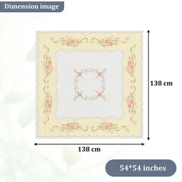 Kuber Industries Cream-Coloured Ethnic Motifs Waterproof 4-Seater Square Table Cover image 3