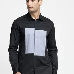 HILO DESIGN Men Colourblocked Spread Collar Casual Shirt-image-57