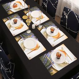 Aura 6 Pieces White & Yellow Printed Reusable PVC Table Placemats-14
