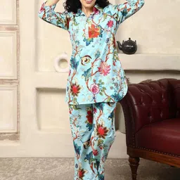 House Of Attire Printed Pure Cotton Collared Neck Tunic With Trousers Co-Ords-image-71