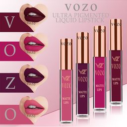 VOZO Set Of 4 Matte Lips Liquid Lipstick-Maroon 103-Light Magenta 106-Wine 201- Peach 203-44