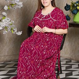 Bindass Female Collection Women Plus size Floral Printed Maxi Nightdress-image-87