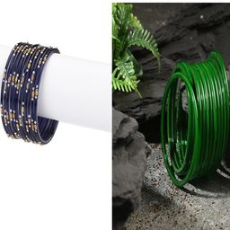 SOMIL Set of 24 Blue Alloy Artificial Stones & Beads Bangles-image-45