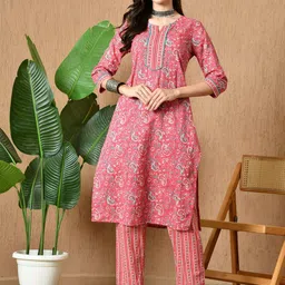 HERE&NOW Women Paisely Printed Regular Pure Cotton Kurta with Trousers-56