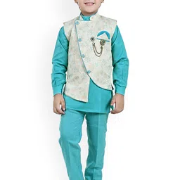 Sangria Boys Floral Printed Kurta Trousers & Waistcoat-picture-10