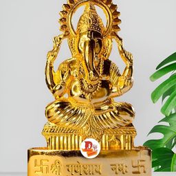 DARIDRA BHANJAN Gold-Toned Lord Ganesh Religious Idol Showpiece-image-73