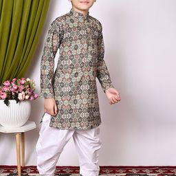 NFC CREATION Boys Embroidered Regular Sequinned Kurta with Patiala image 5