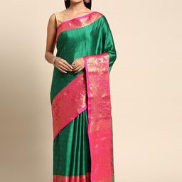 KALINI Green Silk Cotton Woven Design Sarees-picture-34