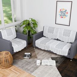 Myntra Elegant Homes White 2 Seater Cotton Sofa Cover-image-98