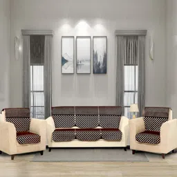 Aura Brown Polyester Sofa Cover-image-65