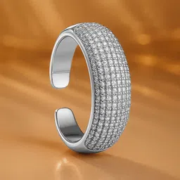 Rubans Voguish Rhodium-Plated Stainless Steel Waterproof Cubic Zirconia Adjustable Ring-picture-21
