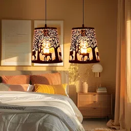 GAUVIK Black & Brown Printed Traditional Ceiling Lamp-10