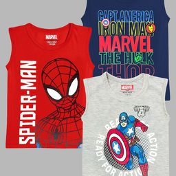 Marvel by Miss and Chief Boys 3 Avengers Printed Extended Sleeves Applique T-shirt-image-26
