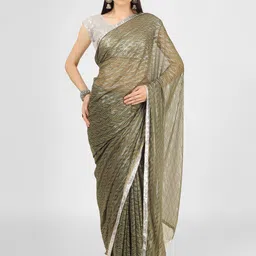 MISS HAUTE Sequinned Pure Georgette Saree-image-30
