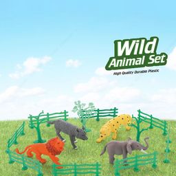 Aditi Toys Set of 15 Piece Wild Animal Set with Trees & Fence Educational Playset image 5
