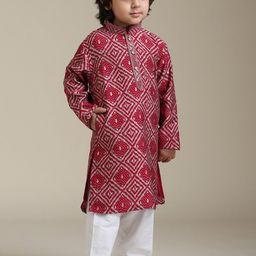 Manyavar Boys Geometric Printed Regular Straight Kurta with Churidar-image-13