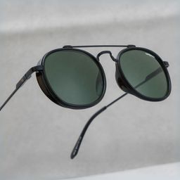 SUNGLASSIC Unisex Round Sunglasses UV Protected Lens SG4612-BLACK-GREEN-P-39
