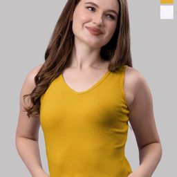 Friskers Women Pack Of 2 Solid V-Neck Cotton Tops-image-69