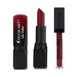 Color Art Set Of 2 Long Lasting Glossy Bullet & Liquid Lipstick - 6 ml - Light Maroon-image-91