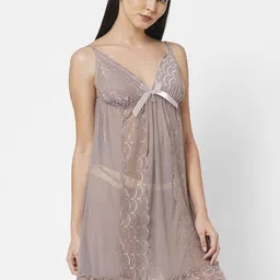 NOIRA Women Self Design Net Baby Doll-image-25