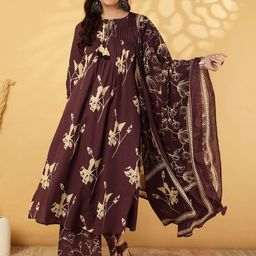 KIMAYRA Women Floral Printed Regular Kurta with Palazzos & With Dupatta-picture-37