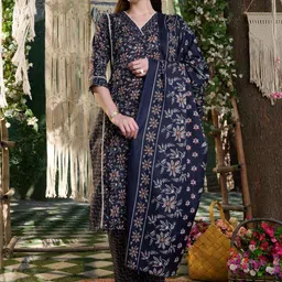Stylum Women Ethnic Motifs Printed Regular Patchwork Kurta with Trousers & With Dupatta-7